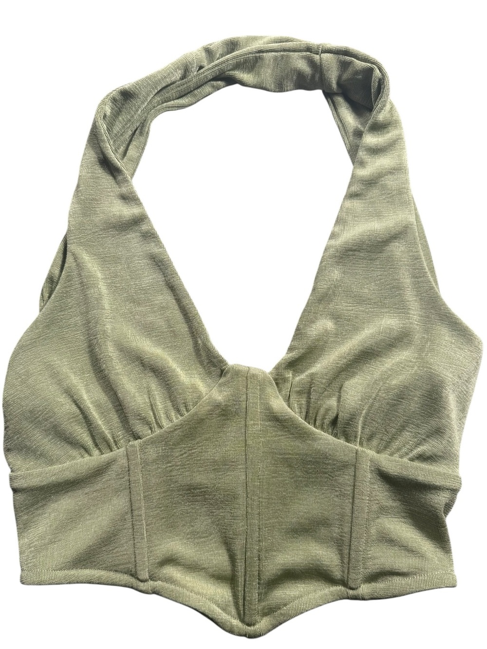 Hello Molly Small Corset Olive Green Halter Crop Bralette Summer Concert